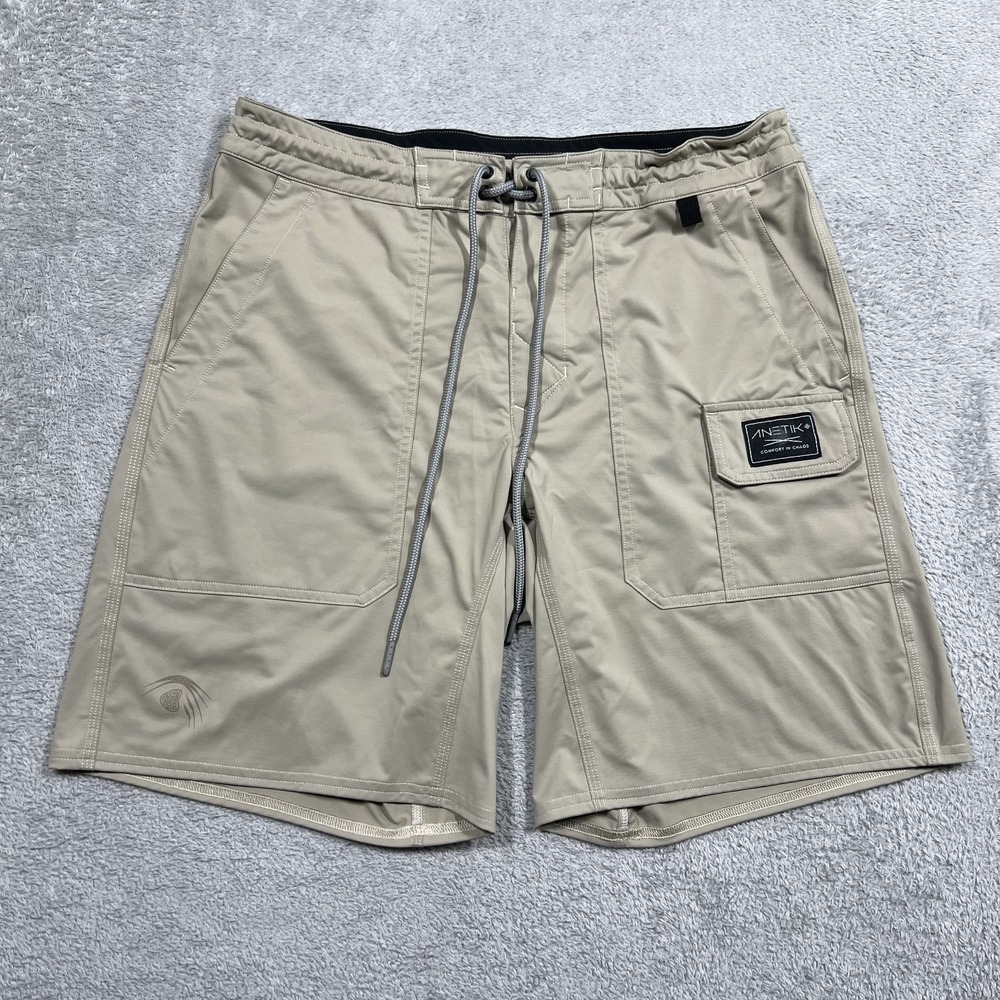 Anetik Board Shorts Mens 30 Beige Swim Beach Surfing Stretch Pockets